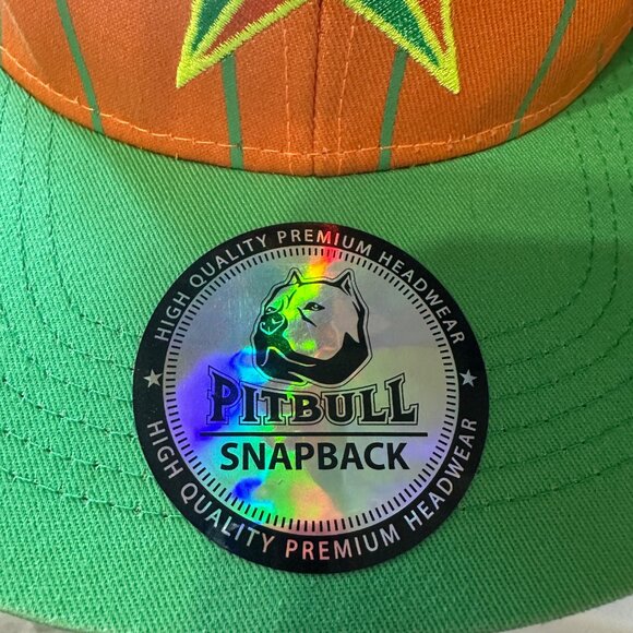 Pitbull Houston One Size Fits Most snap back orange green trucker hat flaw - Picture 8 of 11